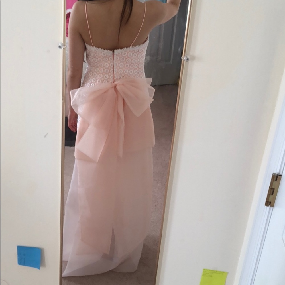Peach/white bridesmaid/wedding dress